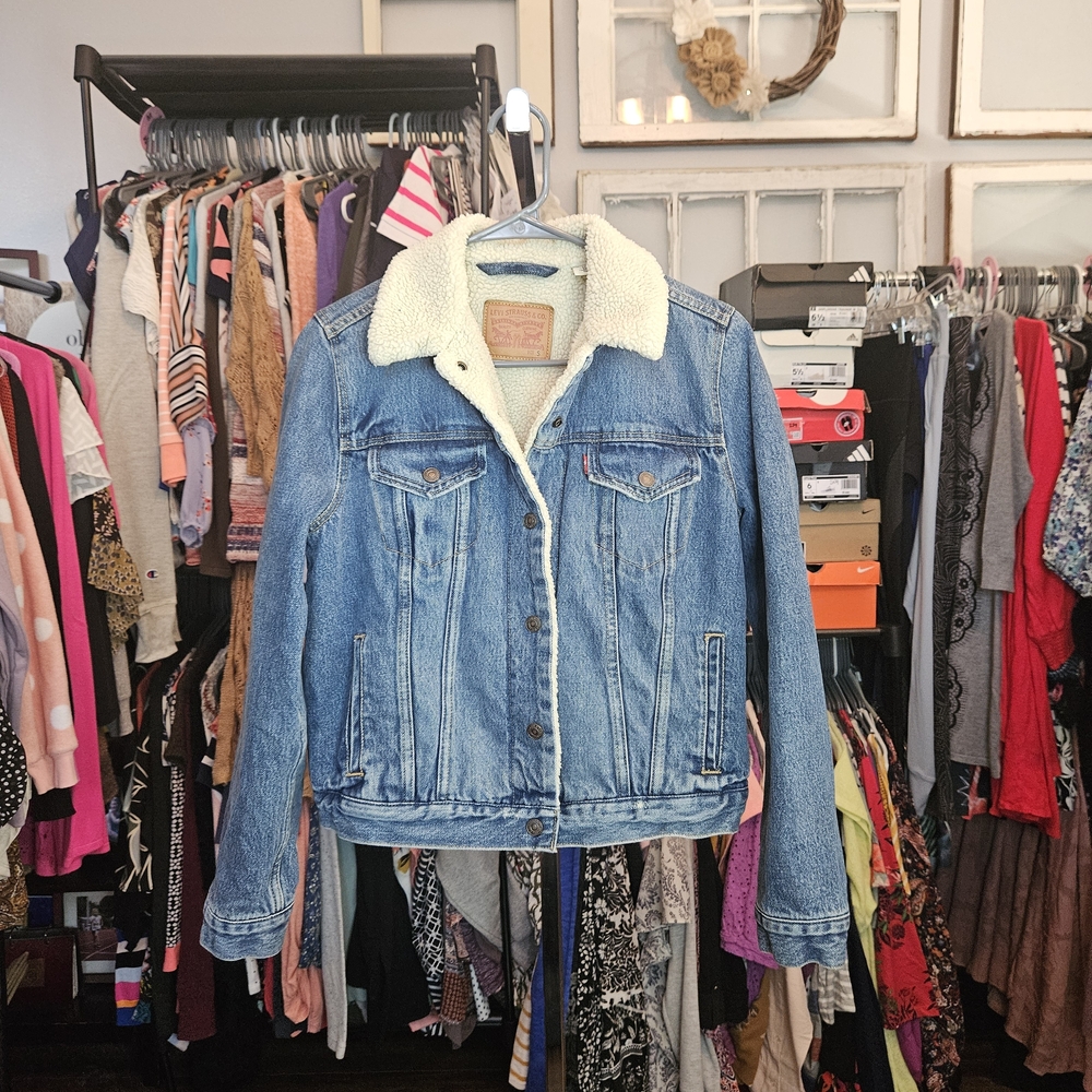 Levi's Blue Denim Jacket with Cream Collar